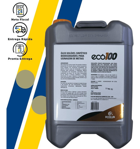 Oleo De Corte Solúvel 20 Litros Ecolub Pra Usinagem