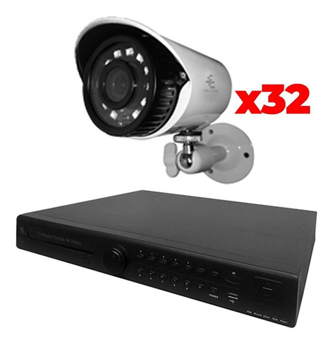 Kit Cctv 32 Camaras Exterior Angulo Amplio Video Hd 1080p