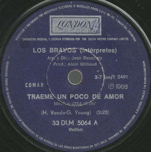 Los Bravos / Traeme Un Poco De Amor - Simple Vinilo