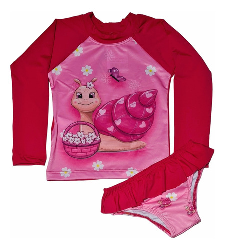 Biquini Infantil E Blusa Uv Proteção Solar Menina Prsonagens