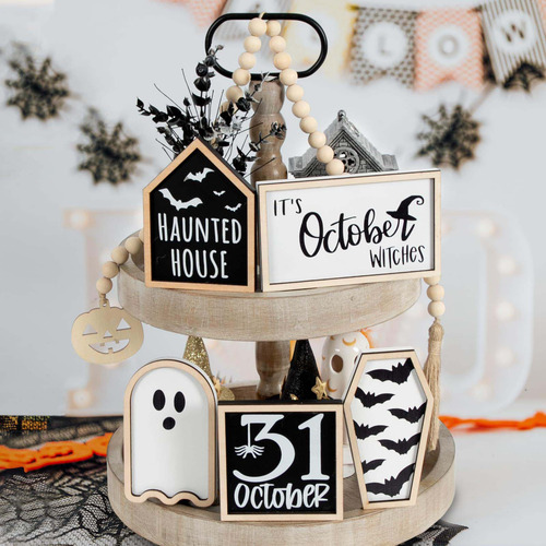 Bandeja Con Capas Festivas De Halloween En Forma De C Orname
