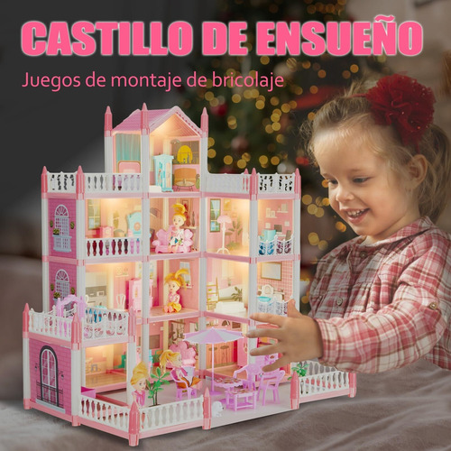 Casa De Muñecas Para Niñas, Casa Muñecas Castillo De 4 Pisos