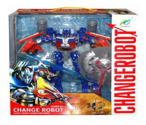 Robot Transformer Camion Optimus Prime C/arma 30cm Alto Color Azul