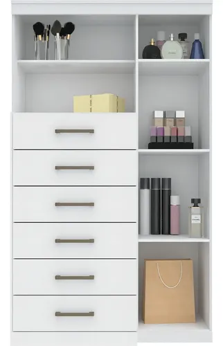 Cômoda 6 Gavetas 1 Porta 2 Nichos Marabá 1.6 Com Espelho