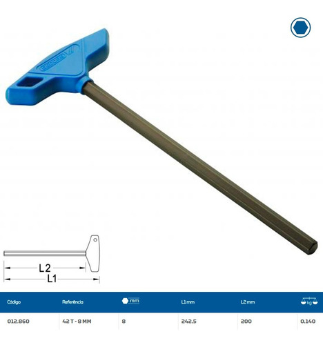 Imagem 1 de 3 de Chave Allen Hexagonal Com Cabo T 8 Mm Gedore 42t-8mm 012860