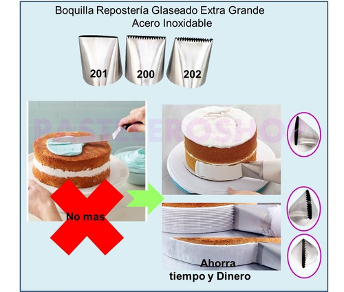 Boquillas Glaseado Acero Inoxidable Extra Grande