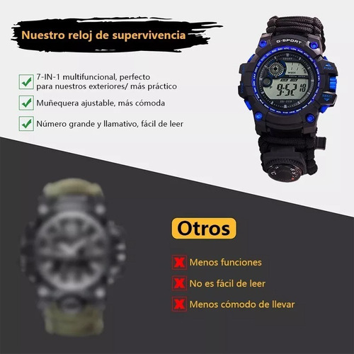 Reloj De Supervivencia Militar Táctico 7 En 1 Pedernal Camuflado