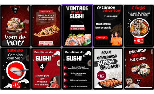 Sushi!  20 Templates Editáveis Canva Free + Bônus!sushi 