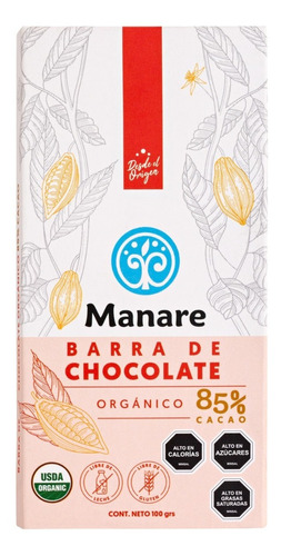 Chocolate 85% Cacao Orgánico 100g - Manare