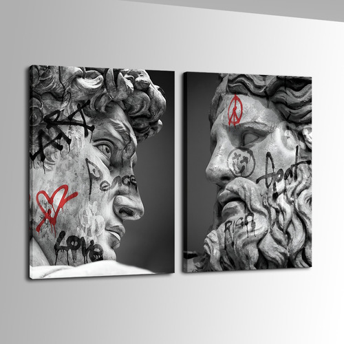 Cuadros Canvas Estatuas De David Y Zeus Graffiti 