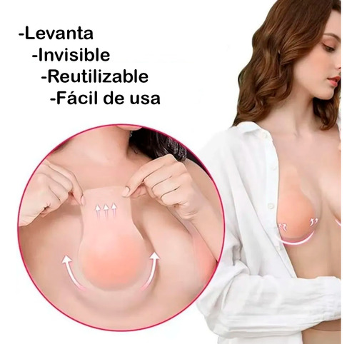 3 Pares Pezonera Levanta Busto Push Up Silicona Invisible