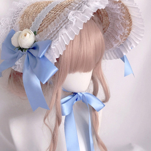 A@gift Shop Elegante Sombrero De Paja Con Parte Superior