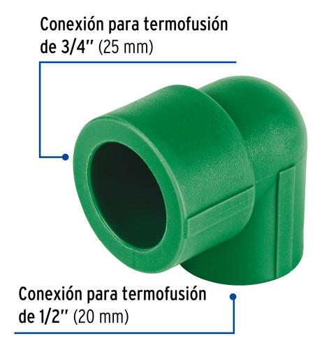 Codo 90° Ppr Reducido 3/4'' X 1/2'' Resistente Foset / 45263