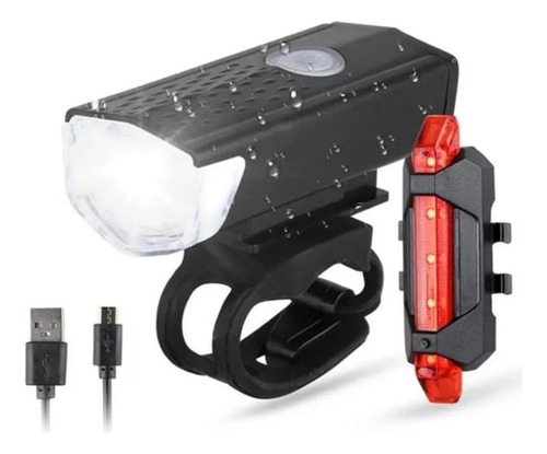 Combo Faro 300 Lumens + Luz Trasera Recargable