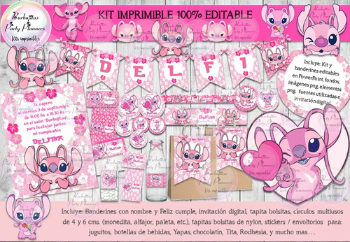 Kit Imprimible Candy Bar Digital Angela Stitch 100% Editable