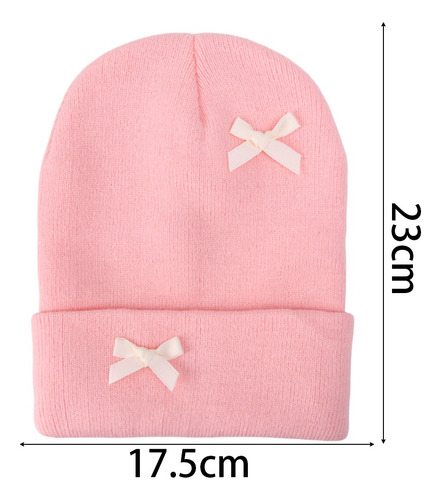 Gorro Con Lazo Para Mujer, Bonito Gorro De Punto, Rosa, Con