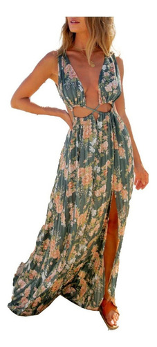 Vestido De Playa De Estilo Bohemio Con Corte Floral