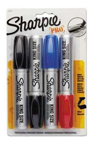 Set De 4 Marcadores Color Negro-azul-rojo King Size