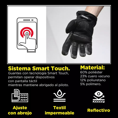 Guantes Moto Radikal Ride Termicos Protecciones Touch Gaona Negro/amarillo L