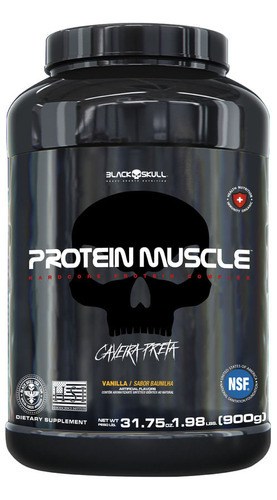 Protein Muscle Black Skull - 900g (blend Proteínas) Caveira Sabor Baunilha
