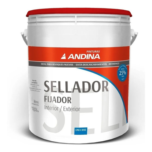 Sellador Fijador Al Agua Andina X4litros+ 1lija Agustina