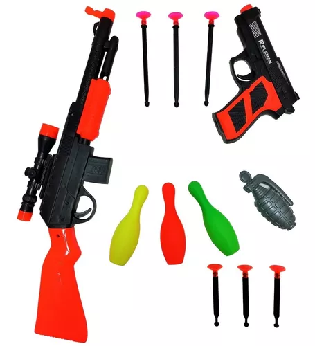 Kit De Duas Armas De Brinquedo Lança Dardos Pistola Infantil