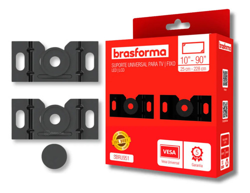 Suporte Tv Fixo Universal Led, Lcd, Smart 10" A 90" Brasforma
