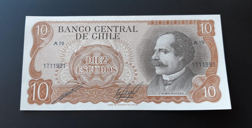 Billete De 10 Escudos Antiguos Chile