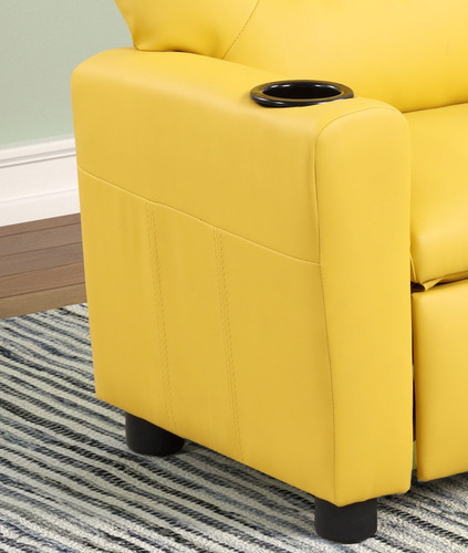 Silla Reclinable Piel Sintética Amarilla Con Portavasos