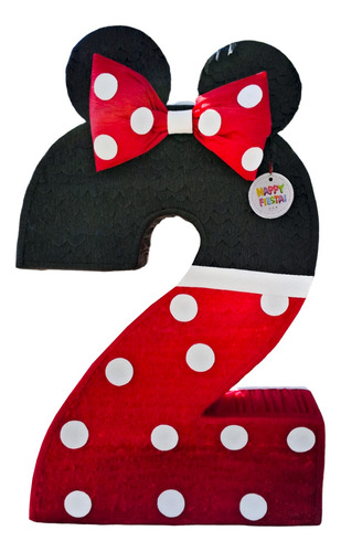 Piñata Premium 70 Cm Número A Elegir (1 Al 9) Personalizada Minnie Mouse Roja