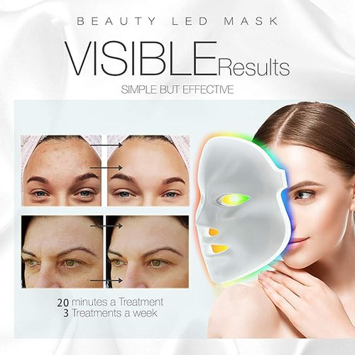 Máscara Facial Led De 7 Colores Con Fotones Azules Y Rojos