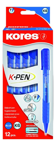 Boligrafo Azul Kores K-pen Softgrip K6-f Retractil (cajax12)
