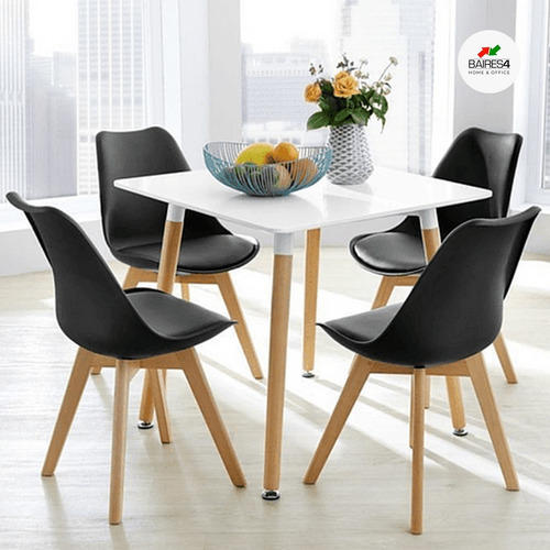 Juego De Comedor Mesa Eames 70x70 + 4 Sillas Tulip 