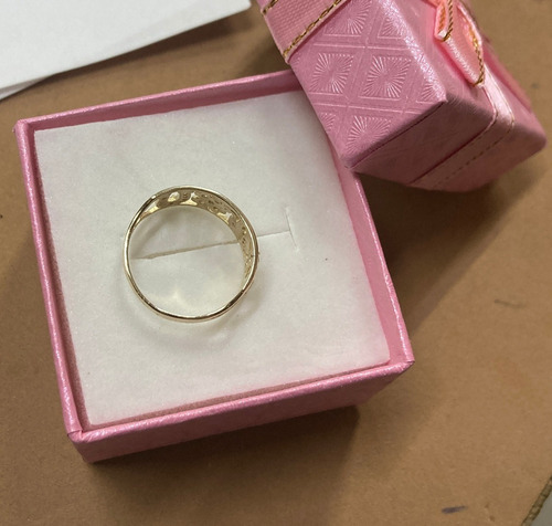Anillo De La Suerte Con Zirconias Oro 10 Kilates .