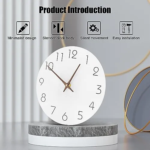 Reloj De Pared De Madera De 12 Pulgadas Sin Tic Tac Mov...