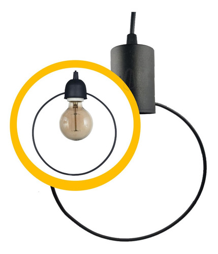 Lampara Colgante Led Geo Circulo Negro Foco E27 Techo