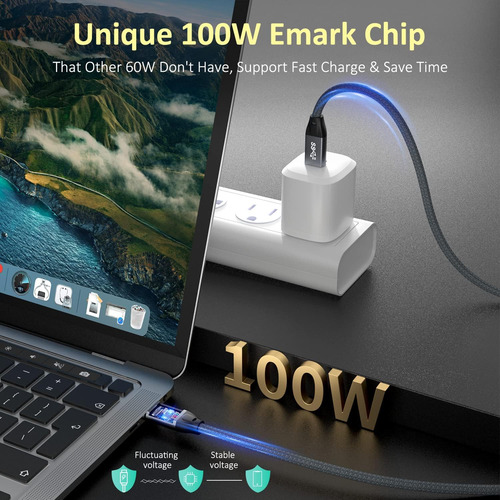 Qces Cable Usb C A Usb C De 10 Pies, Cable Usb-c 3.2 Gen 2,