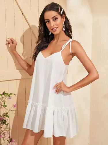 Vestido Blanco Holgado Tirantes Cordón Para Mujer en venta en León  Guanajuato por sólo $   Mexico