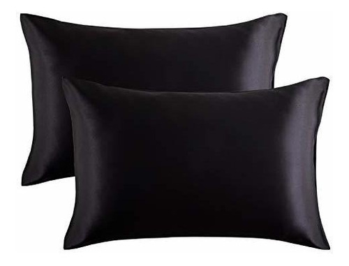 Fundas Almohada Bedsure Tamaño Queen De Satin 2pzas Negro