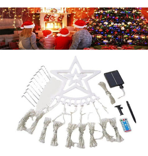 Cadena De Luces Solares Navideñas Con Forma De Cascada, 350