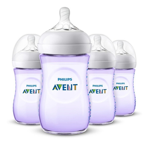 Set De Teteros Avent Natural 9 Onz  X 4 Unidades Lila