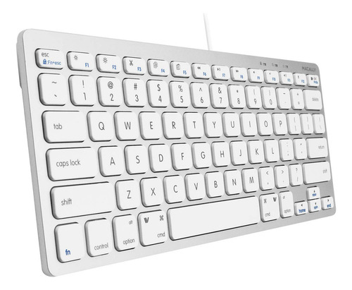 Macally Teclado Pequeño Con Cable Para Mac Y Windows - 78 Teclas De Interruptor De Tijera Compatible Con Apple Keyboard - Mini Teclado Usb Que Ahorra Espacio Y Se Ve Genial - Teclado Mac - Aluminio