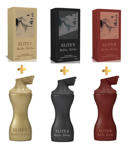 3pk 100ml Bella Elite Perfume Mujer No. 1 No. 2 No. 3