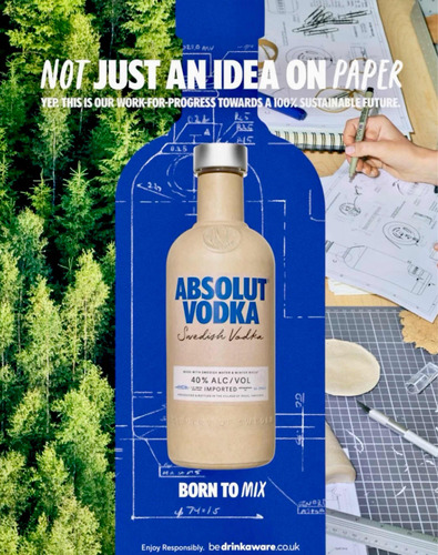 Absolut Vodka Paper Bottle Articulo De Colección Muy Rara Uk