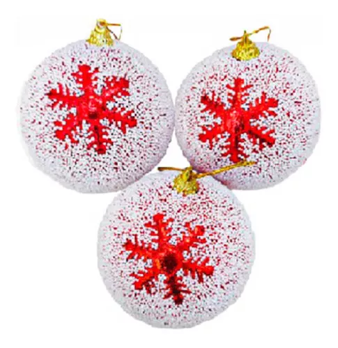 Bola de Natal Branca Ho Ho Ho 5cm - 8 Unidades