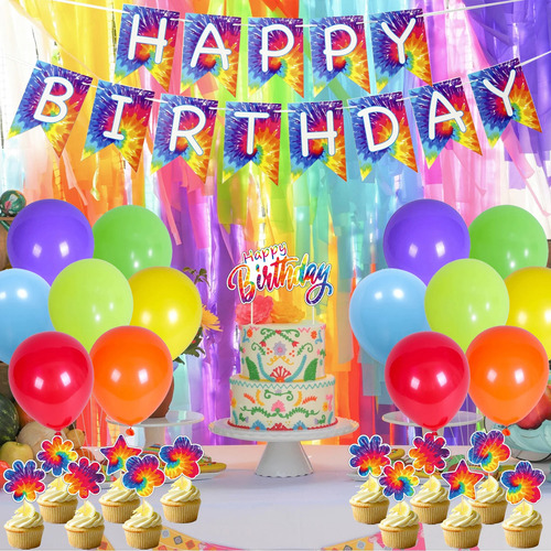 Kit Decoracion Globos Tupper Feliz Cumpleaños Fiestas Happy