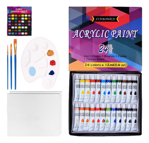 Kit De Pintura Acrílica 24 Colores Set De Arte Profesional