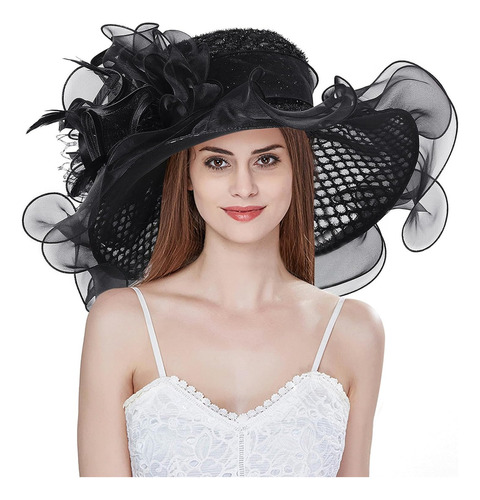 Women Kentucky Derby Church Hat Organza Flower Wedding Tea