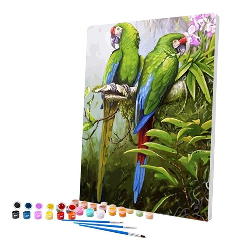 Imagem 2 de 6 de Pintura Numerada Araras Tropicais_p2