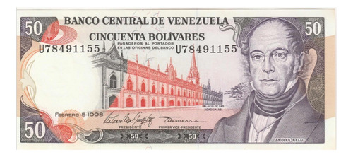 Imagen 1 de 4 de Billete Venezuela 50 Bs Febrero 5 1998 U8 Unc